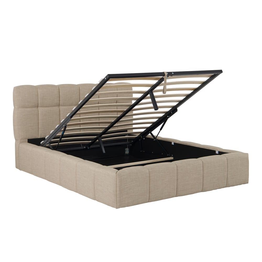 Lit coffre, tissu beige,