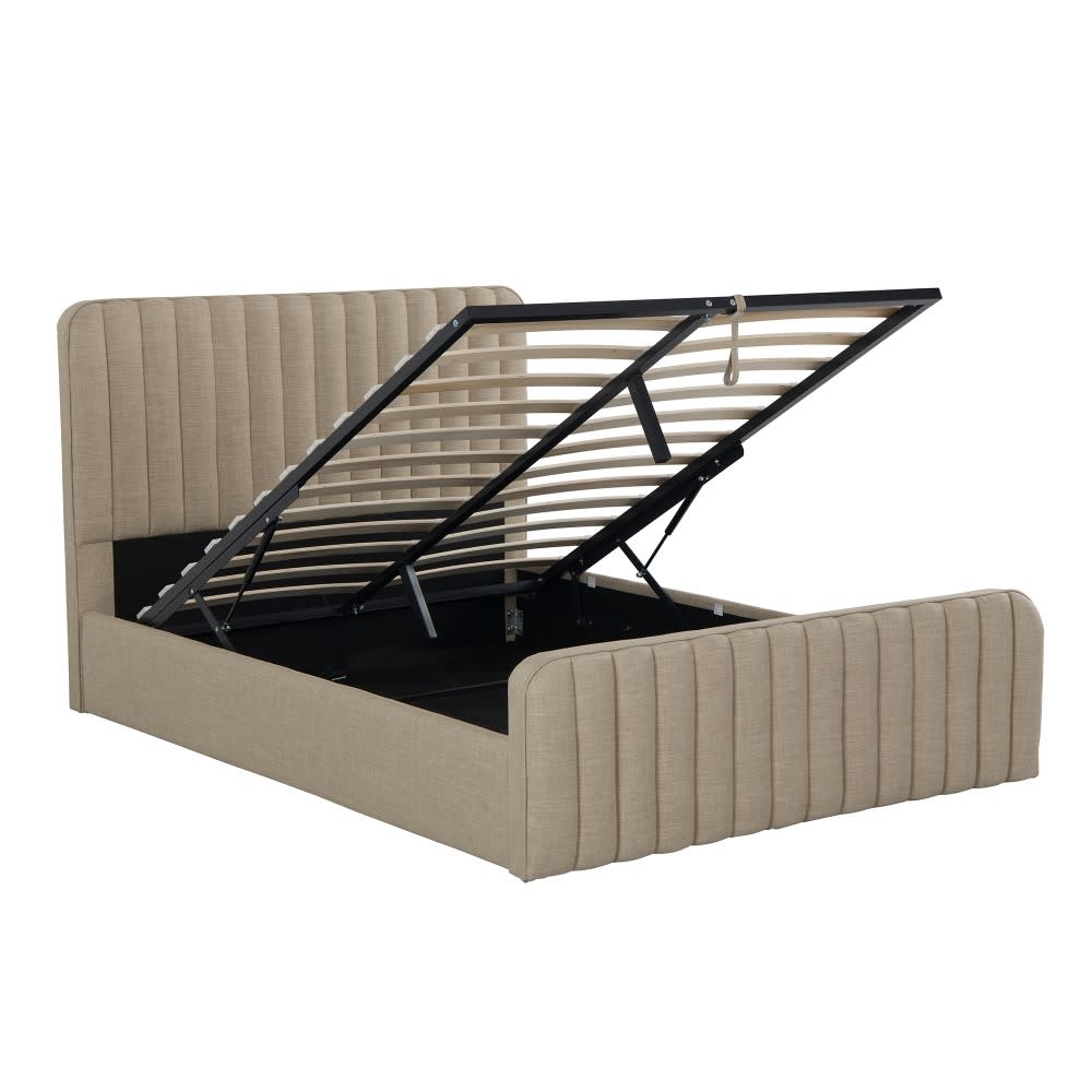 Lit coffre, tissu beige,