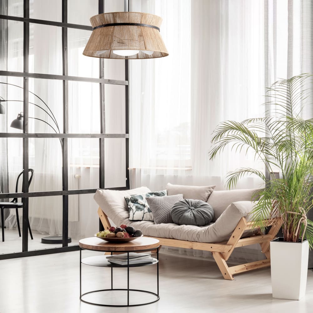 Ventilateur de plafond avec abat-jour décoratif et lumière LED