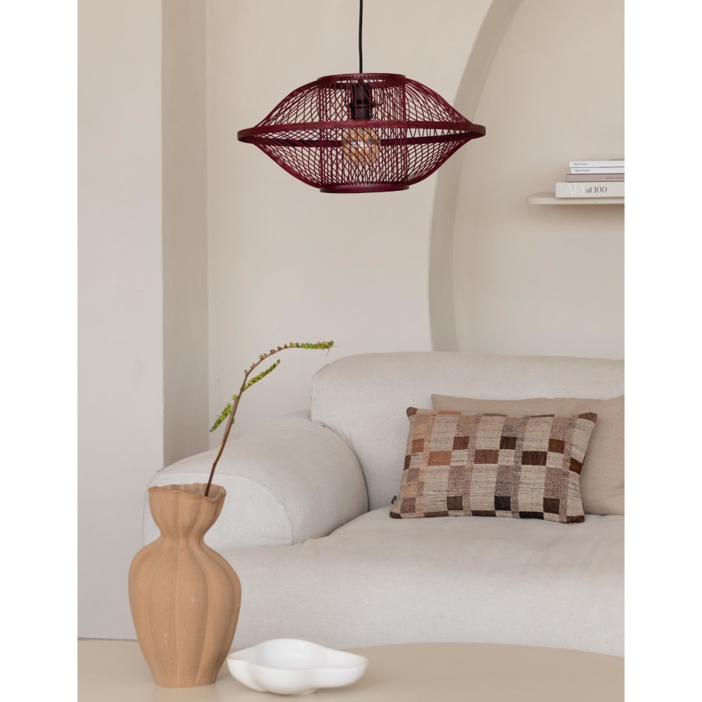 Suspension bambou bordeaux ø50cm — vue 3
