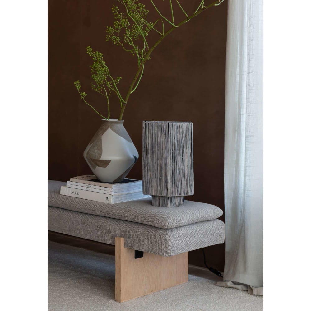 Lampe de table raphia gris clair 36x24x36cm — vue 3