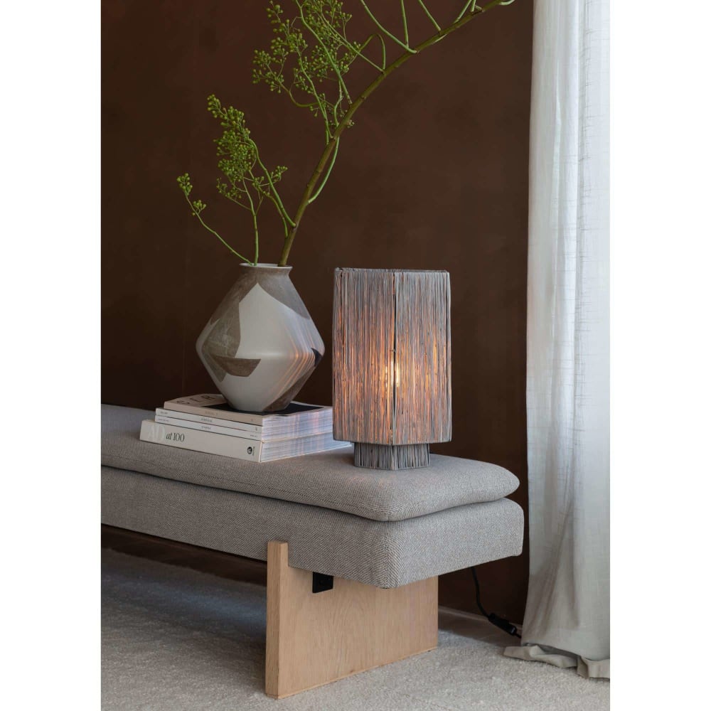 Lampe de table raphia gris clair 36x24x36cm — vue 4