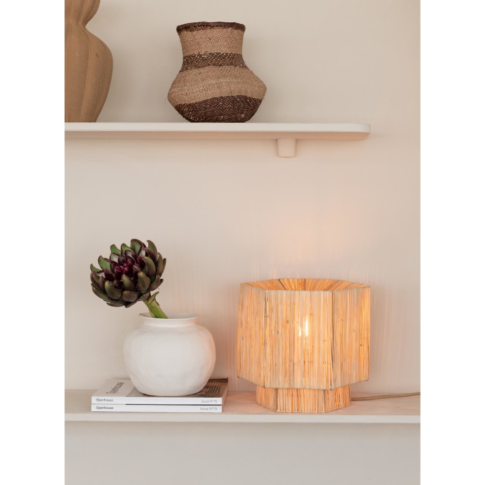 Lampe de table raphia naturel 26x28x26cm — vue 4