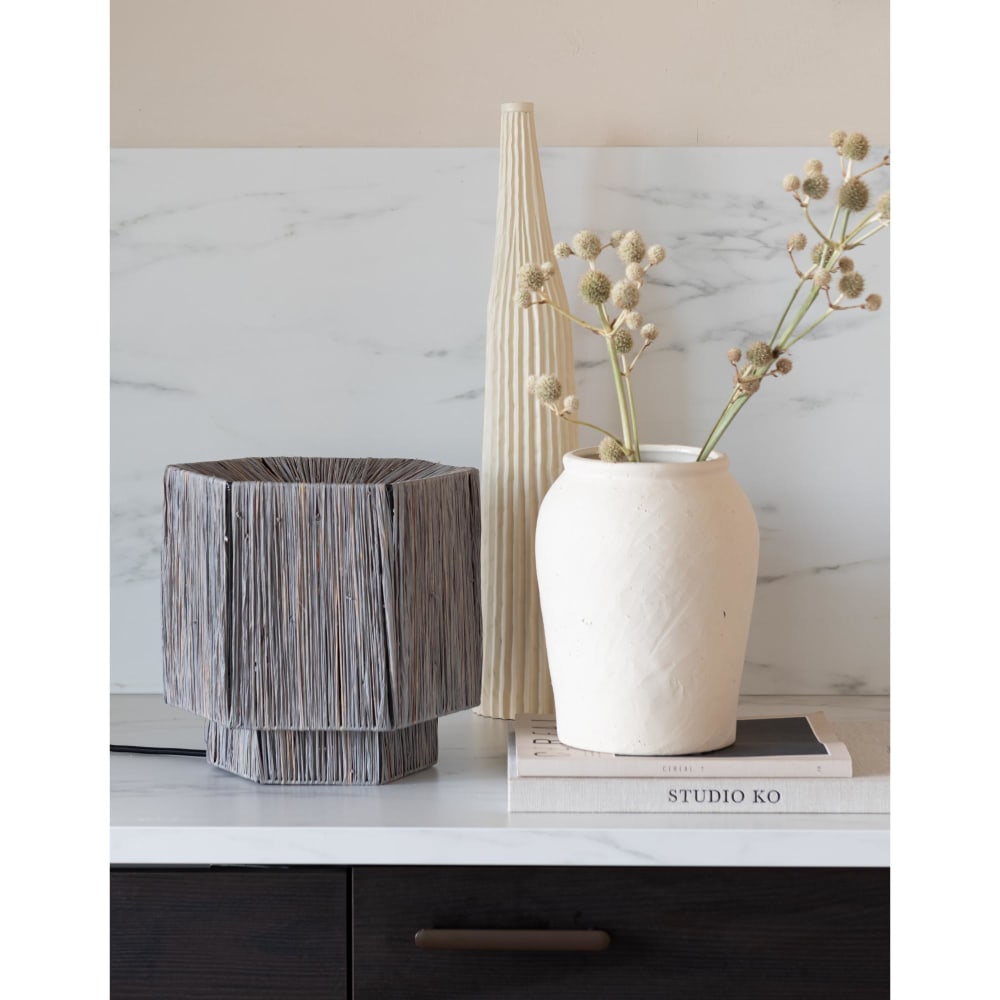 Lampe de table raphia gris clair 26x28x26cm — vue 3