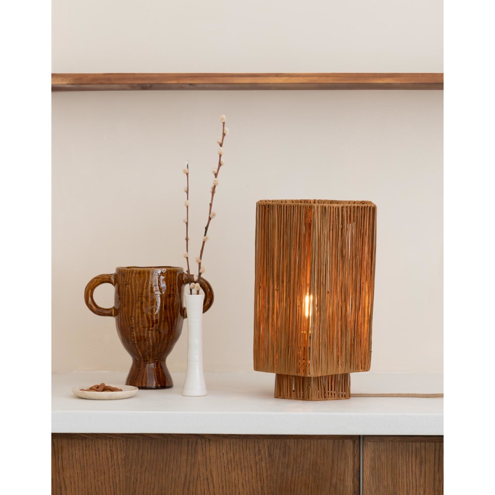 Lampe de table raphia marron foncé 36x24x36cm — vue 4