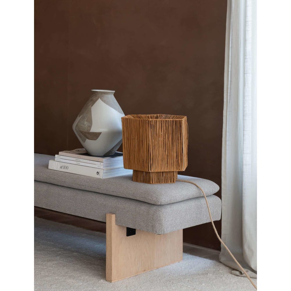 Lampe de table raphia marron foncé 26x28x26cm — vue 3