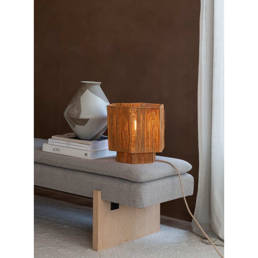 Lampe de table raphia marron foncé 26x28x26cm — vue 4
