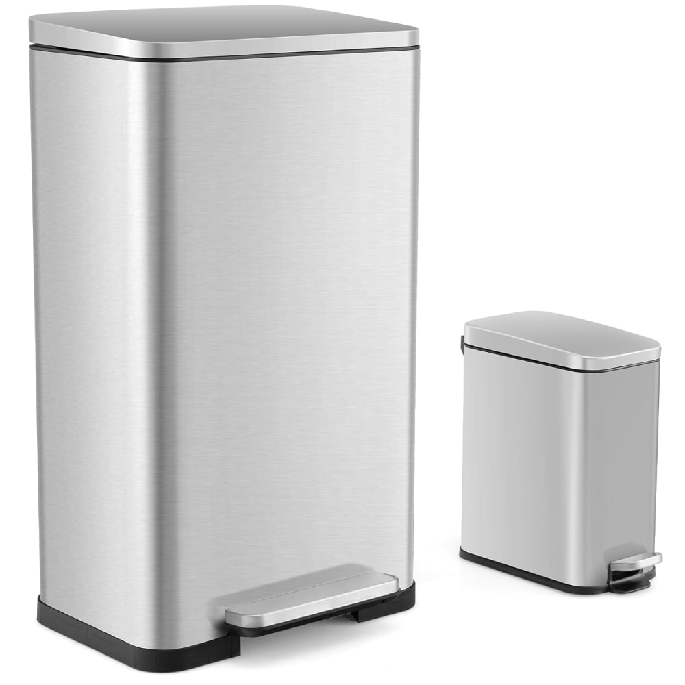 Lot de 2 poubelles à - acier