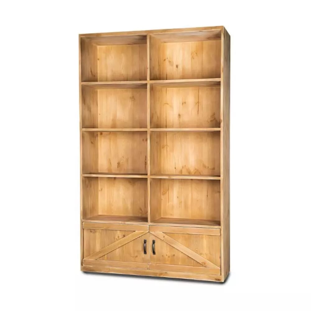 Tradis Regal mit 8 Fächern B119 cm, 2 Türen, Massivholz Beige