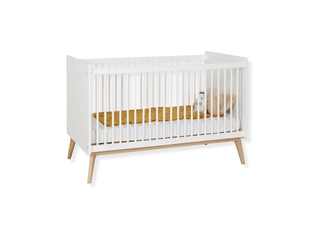 Lit+bebe+evolutif+70x140++Blanc+et+Chene