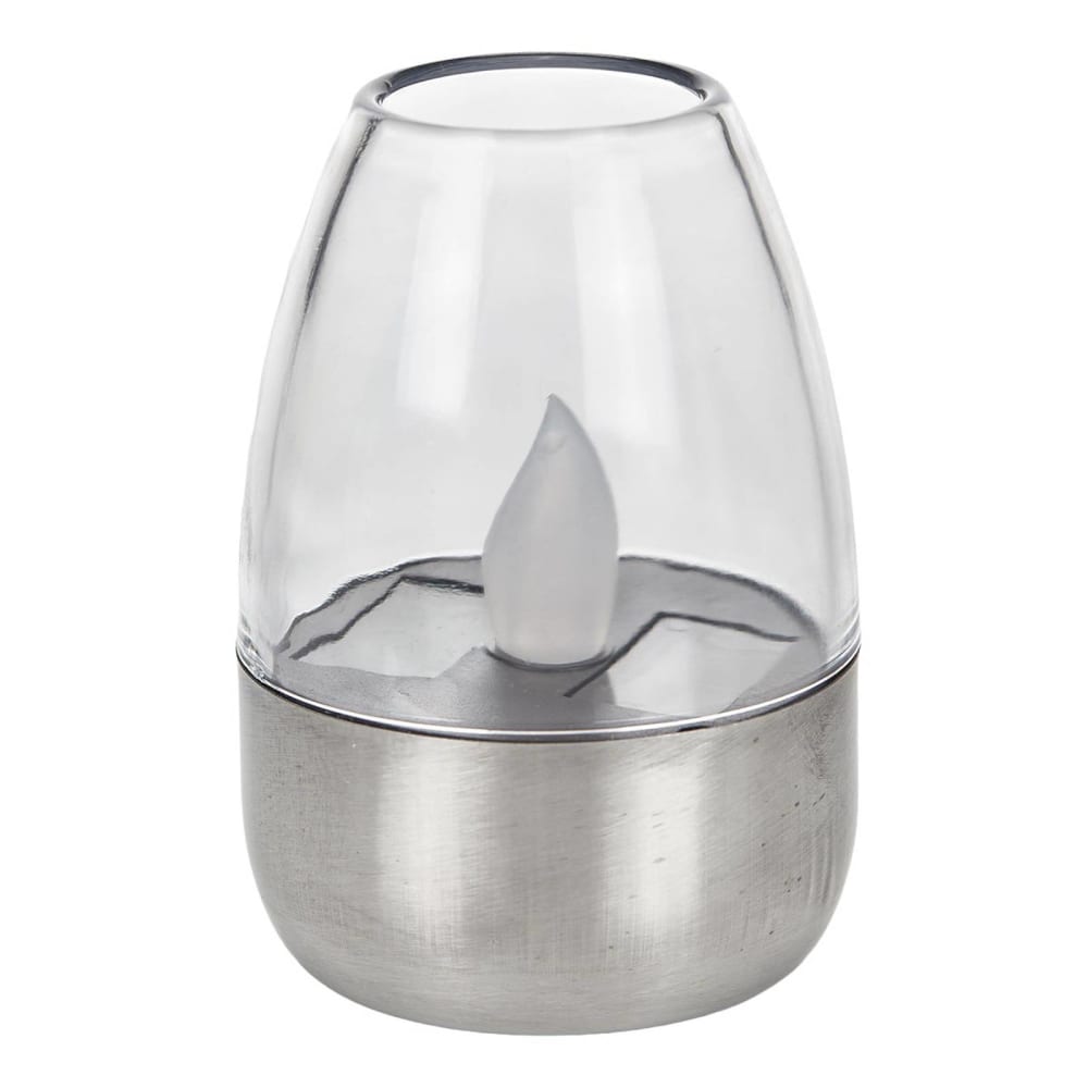 Lampe solaire en inox gris