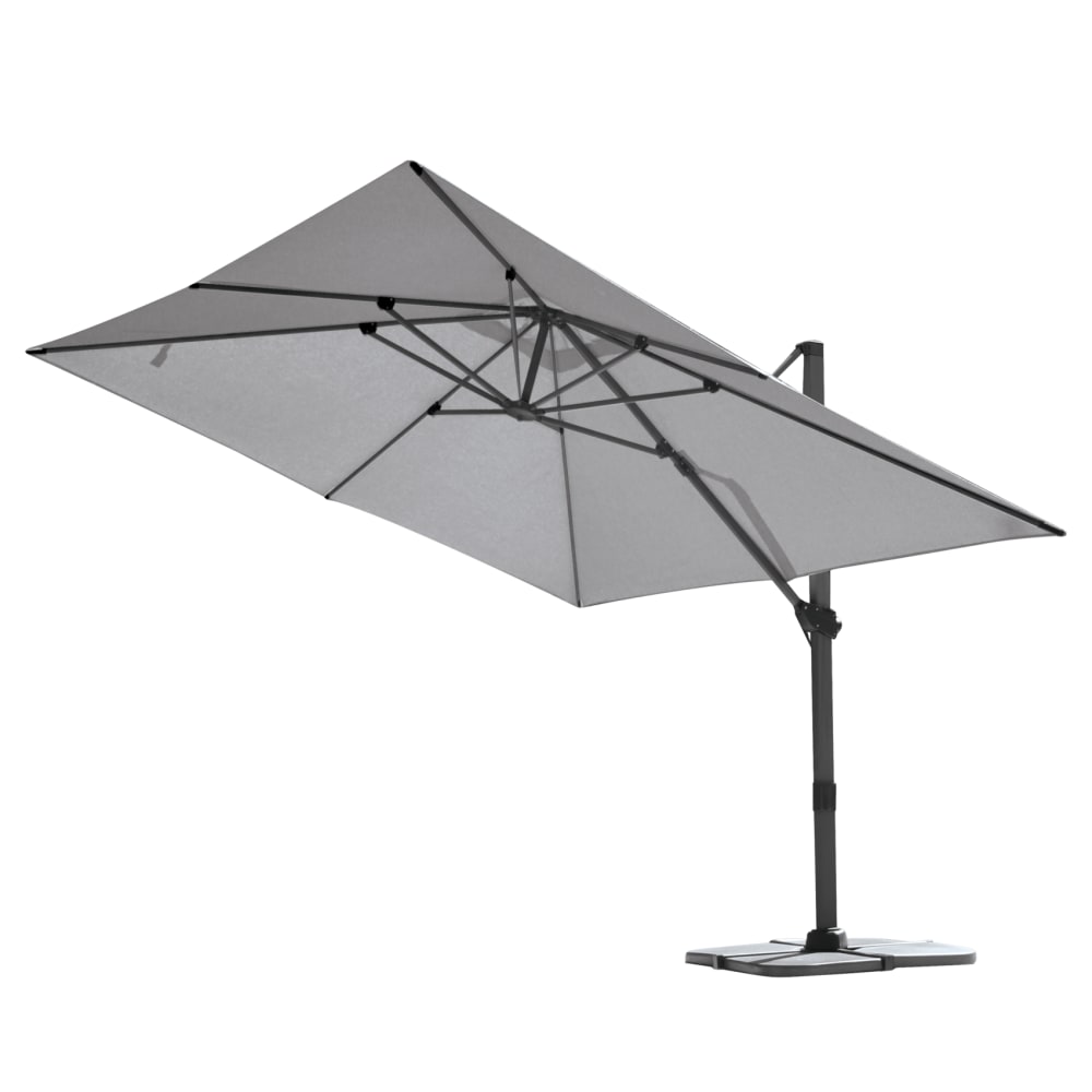 Grand parasol rectangulaire avec rotation 360° aluminium gris