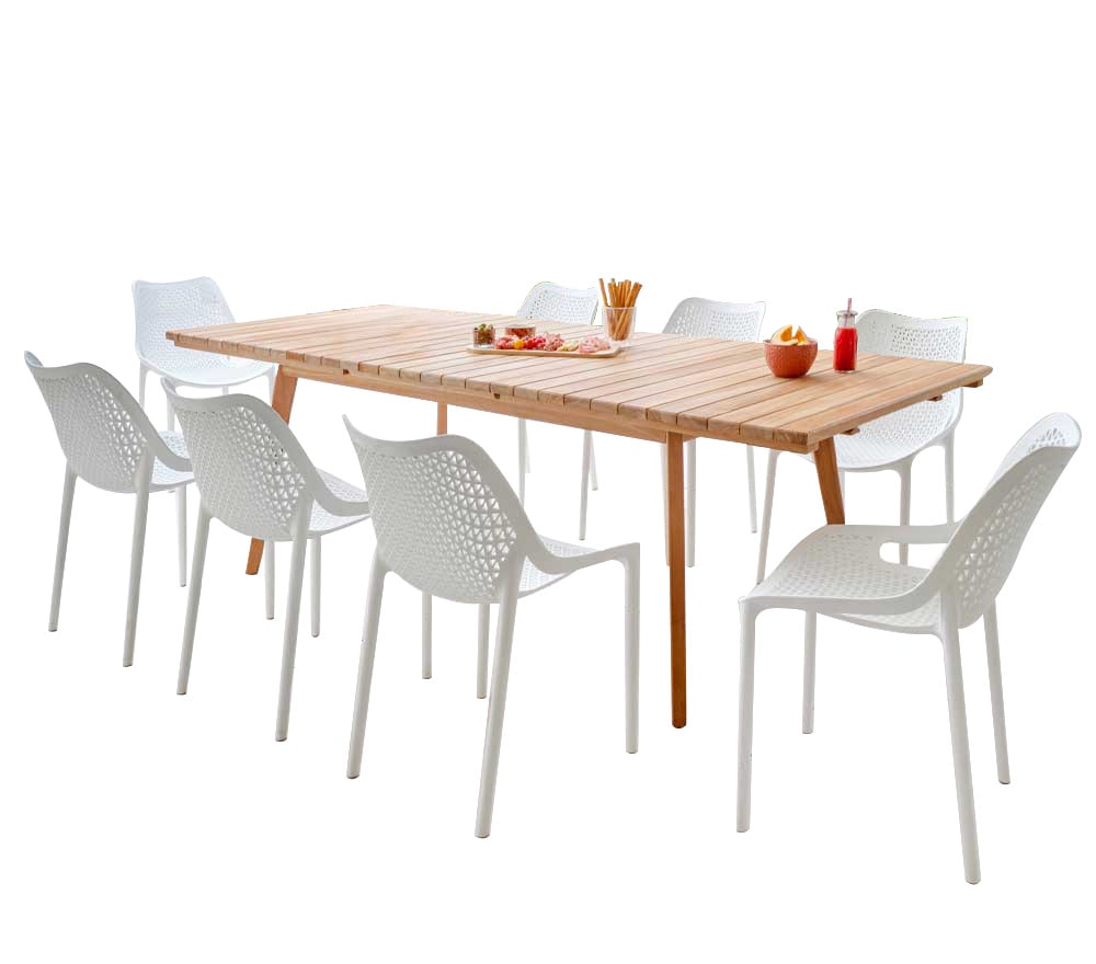 Ensemble repas de jardin 8 places en teck bois
