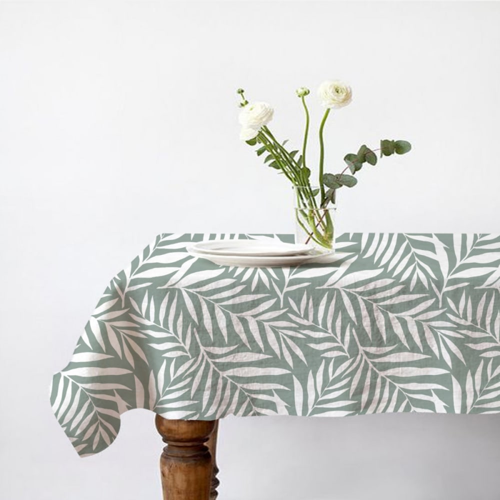 Nappe carrée anti-taches déperlante feuillage 140x140cm vera