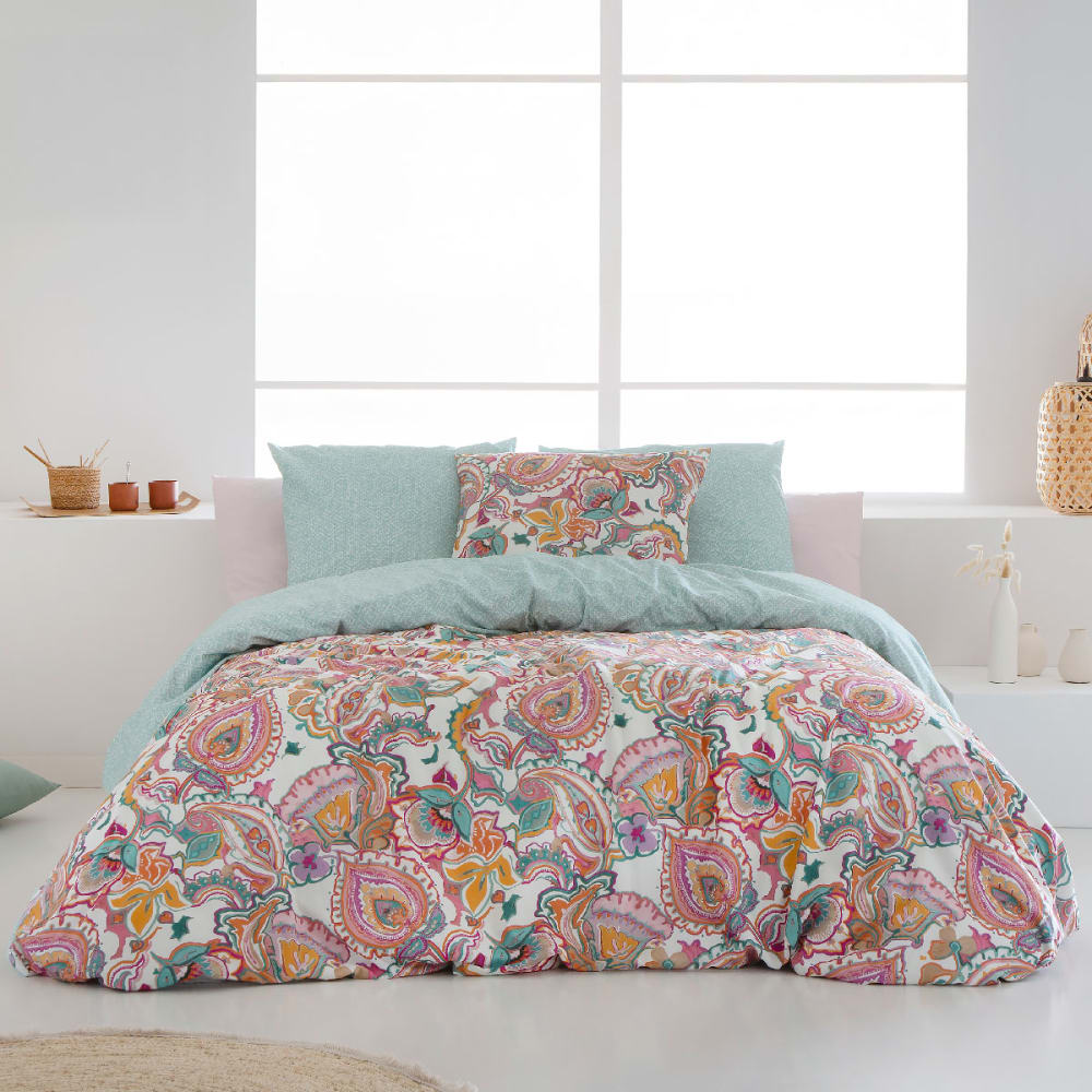 Housse de couette réversible en coton 155x220 cm multicolore Housse de couette réversible en coton 155x220 cm multicolore