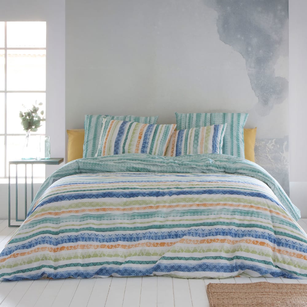 Housse de couette réversible en coton 155x220 cm vert Housse de couette réversible en coton 155x220 cm vert
