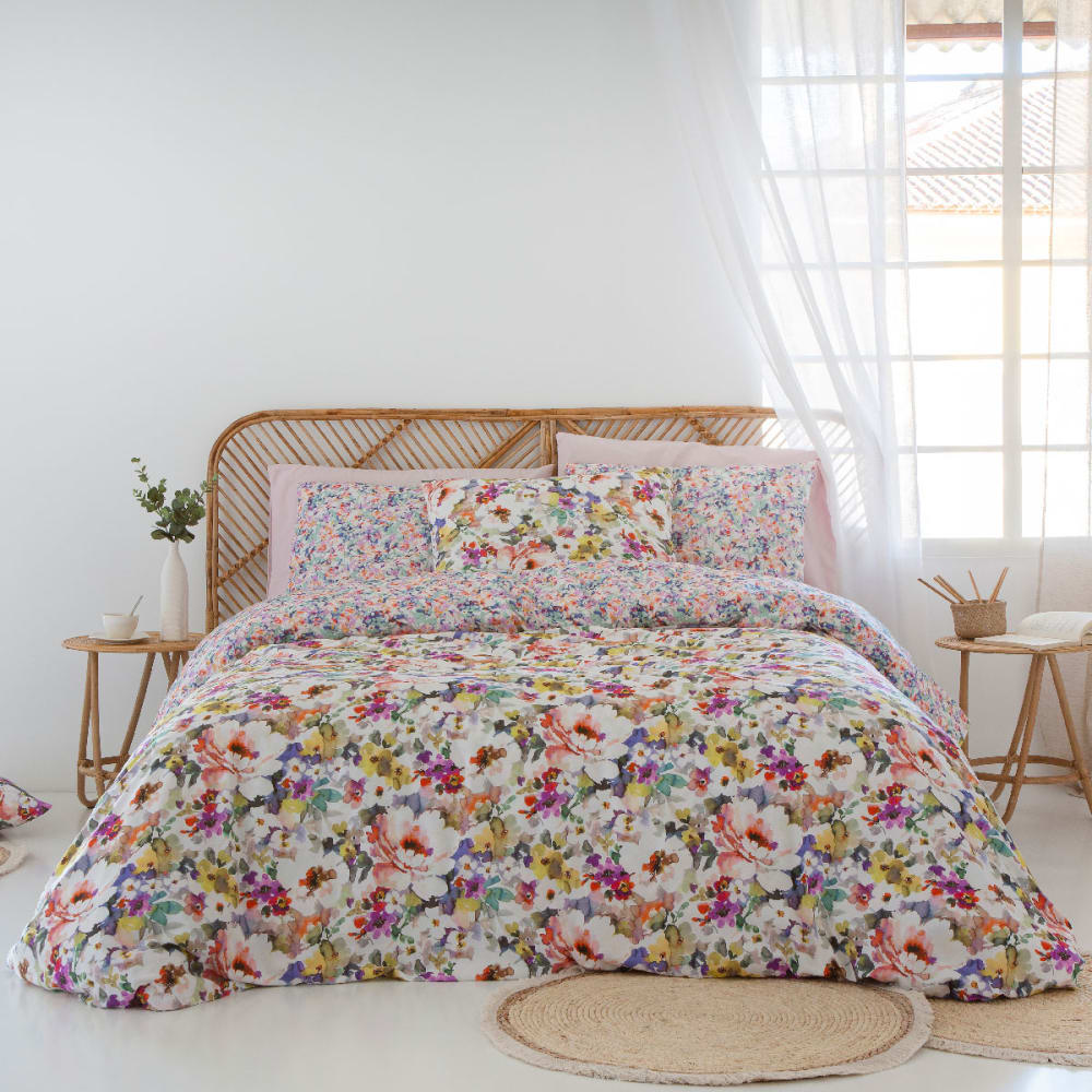 Housse de couette réversible en coton 155x220 cm multicolore Housse de couette réversible en coton 155x220 cm multicolore