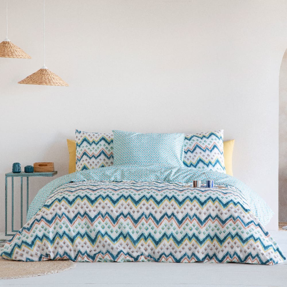 Housse de couette réversible en coton 240x220 cm multicolore