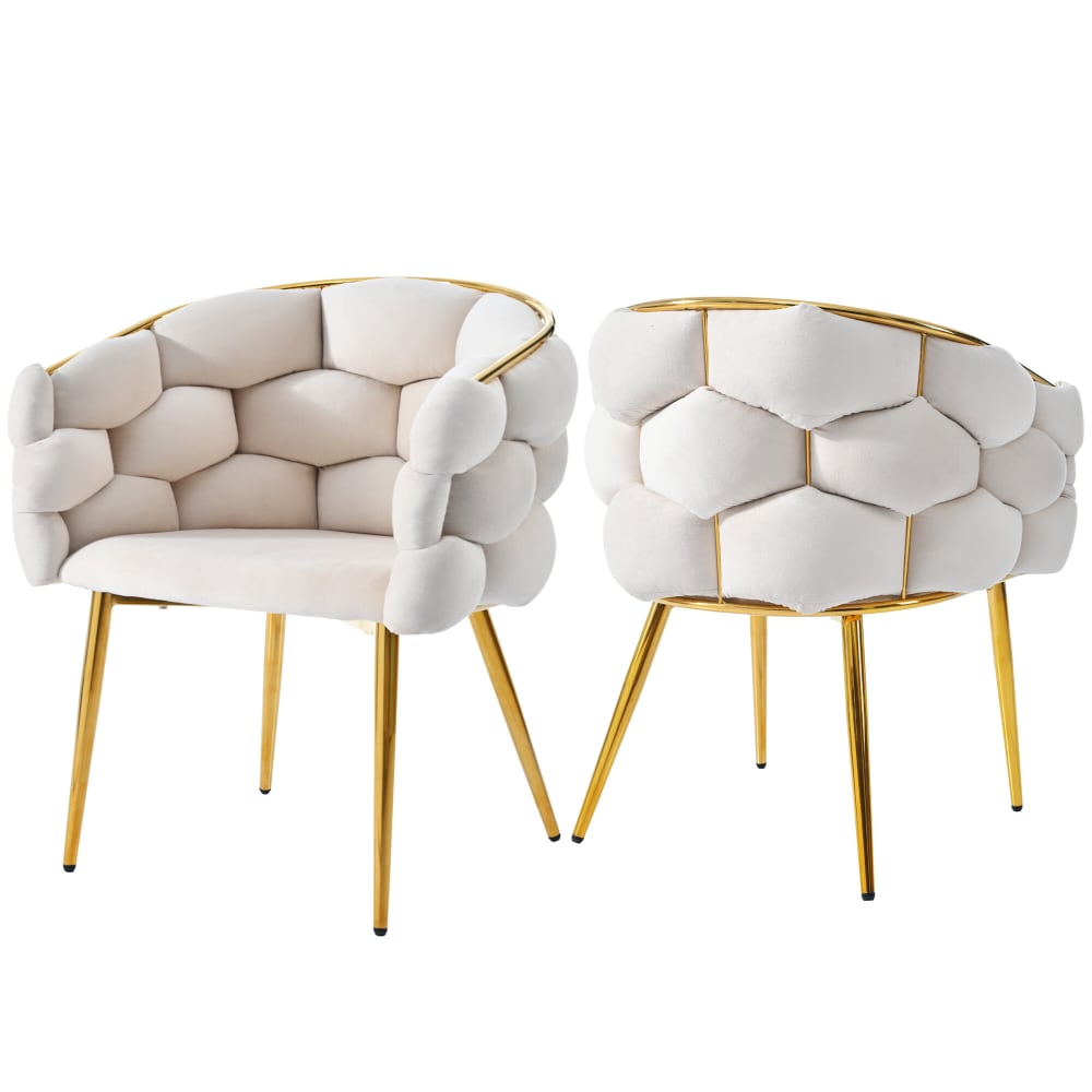 Urban Meuble 2er-Set Luxus-Samtstühle,Weiß style modern Weiß Samt