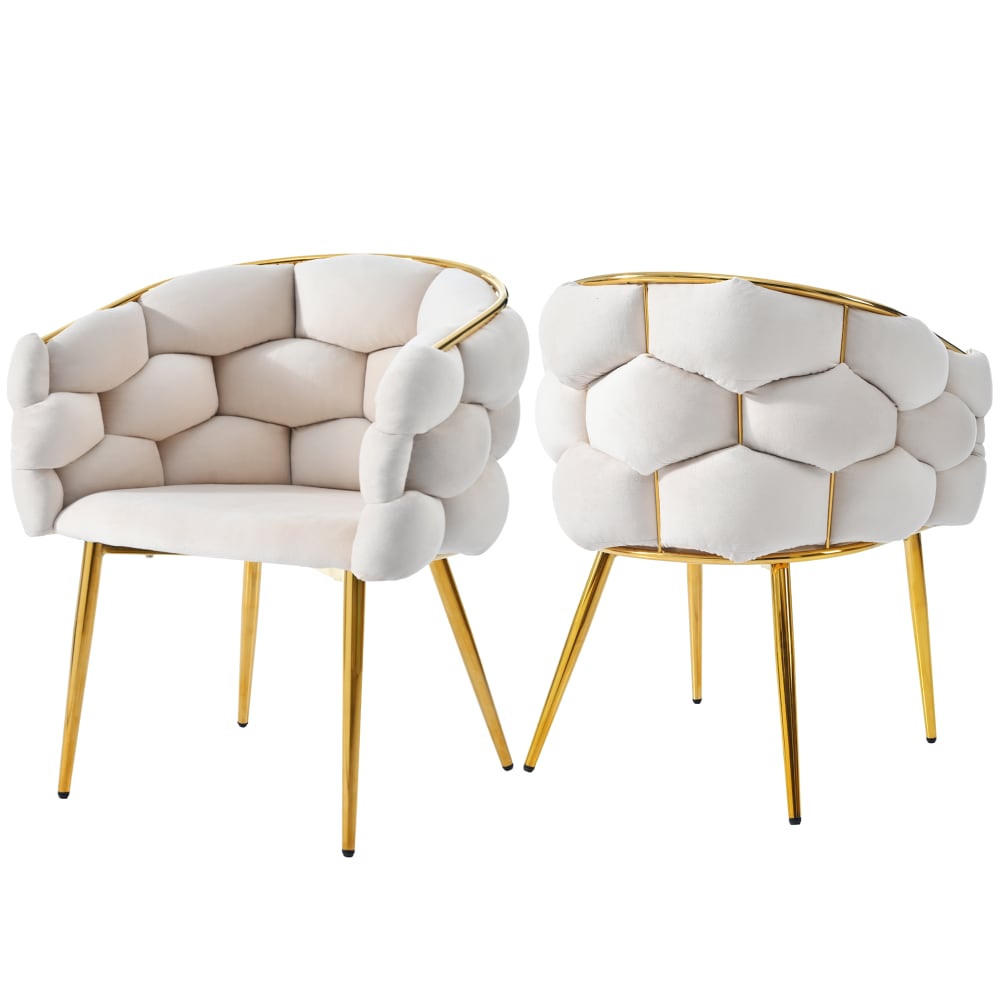 2er-Set Luxus-Samtstühle,Weiß - Maisons Du Monde