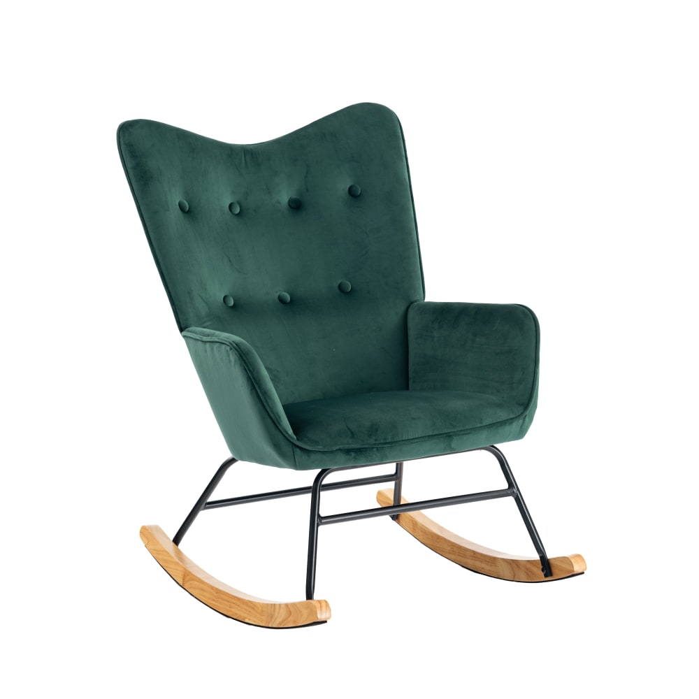 Fauteuil à bascule Scandinave velours vert
