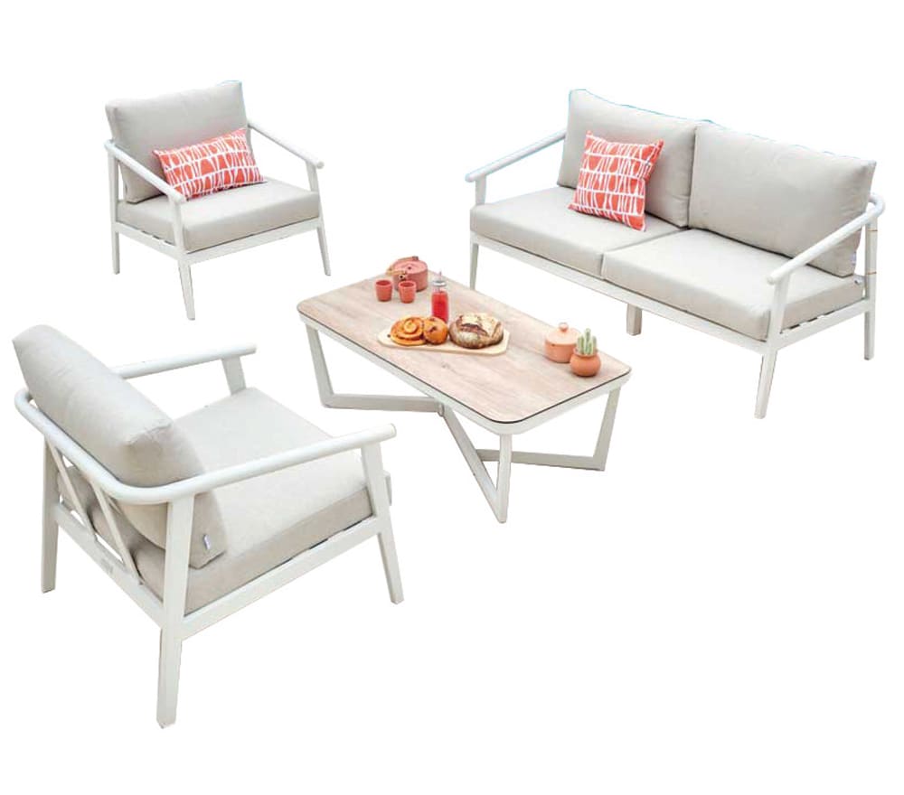 Salon de jardin 5 places en aluminium  blanc