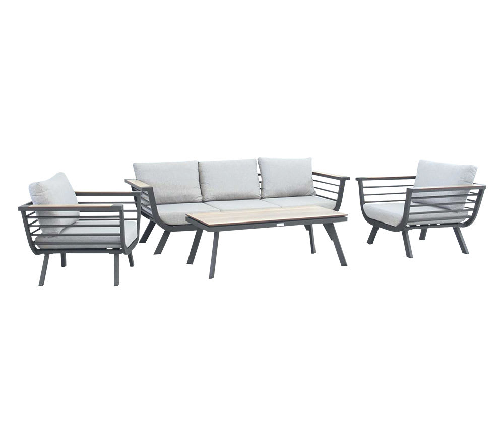 Salon de jardin 5 places en aluminium  anthracite