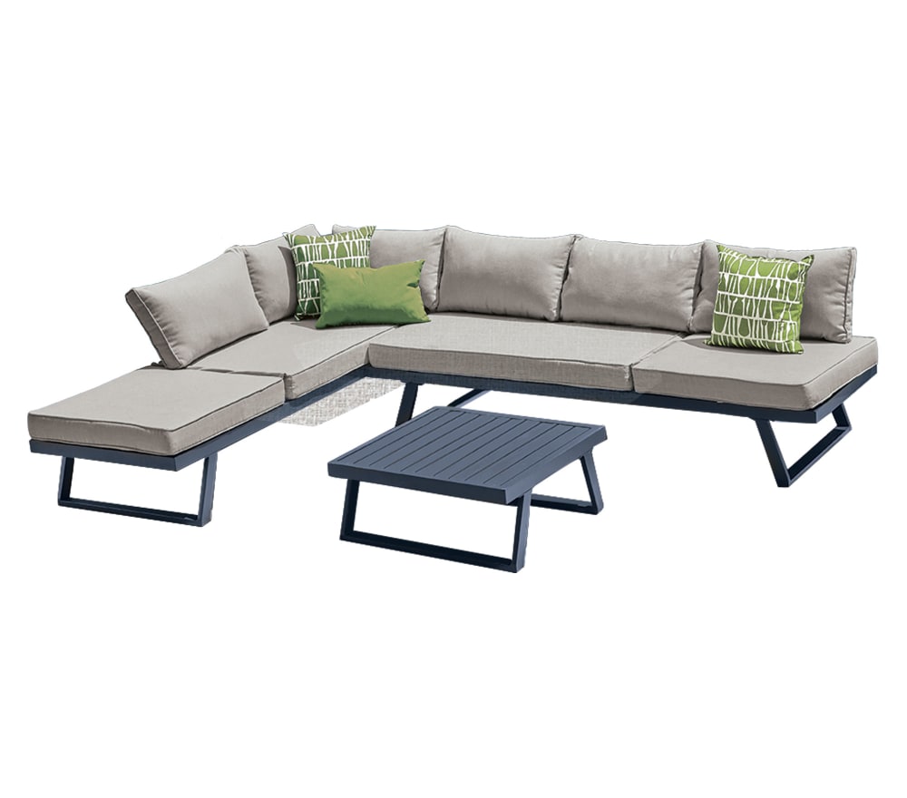 Salon de jardin 6 places en aluminium  anthracite