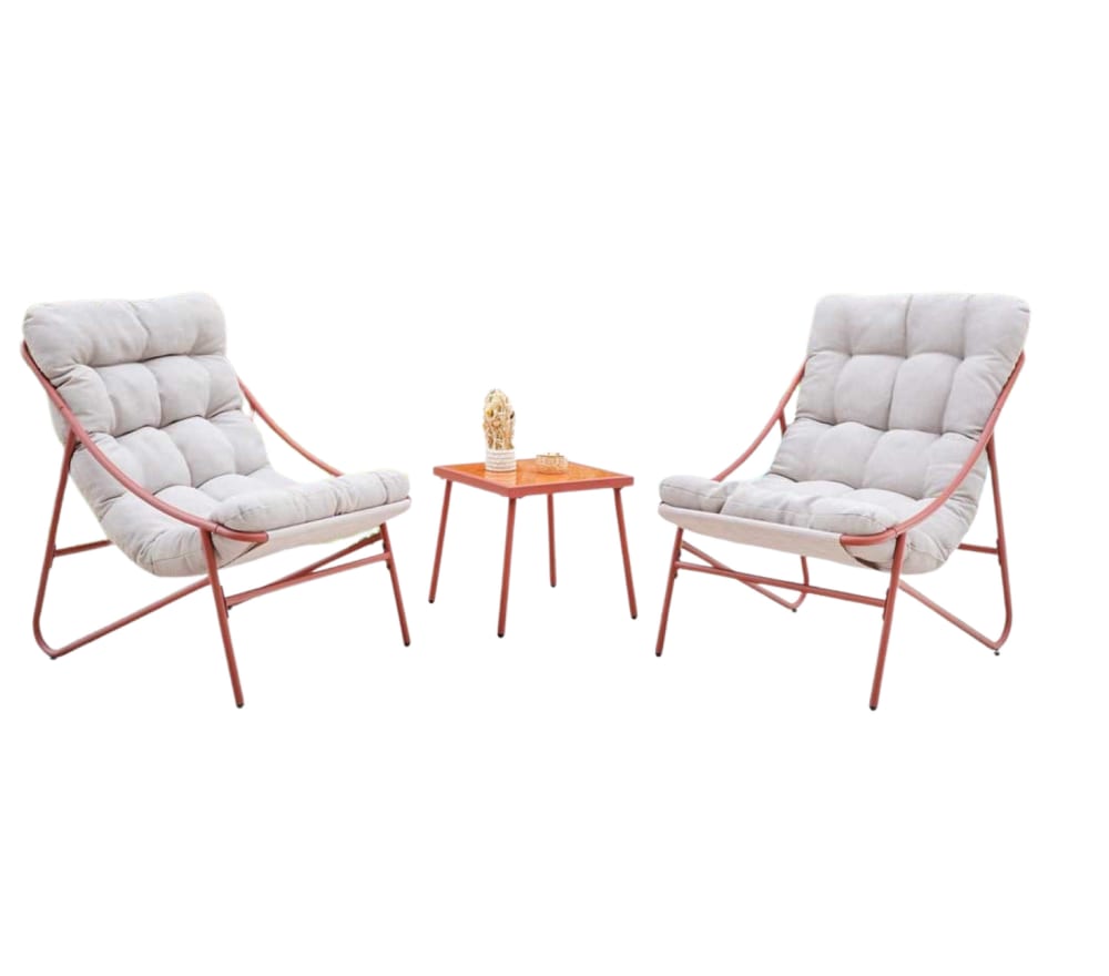 Salon de jardin 2 places en acier  terracotta