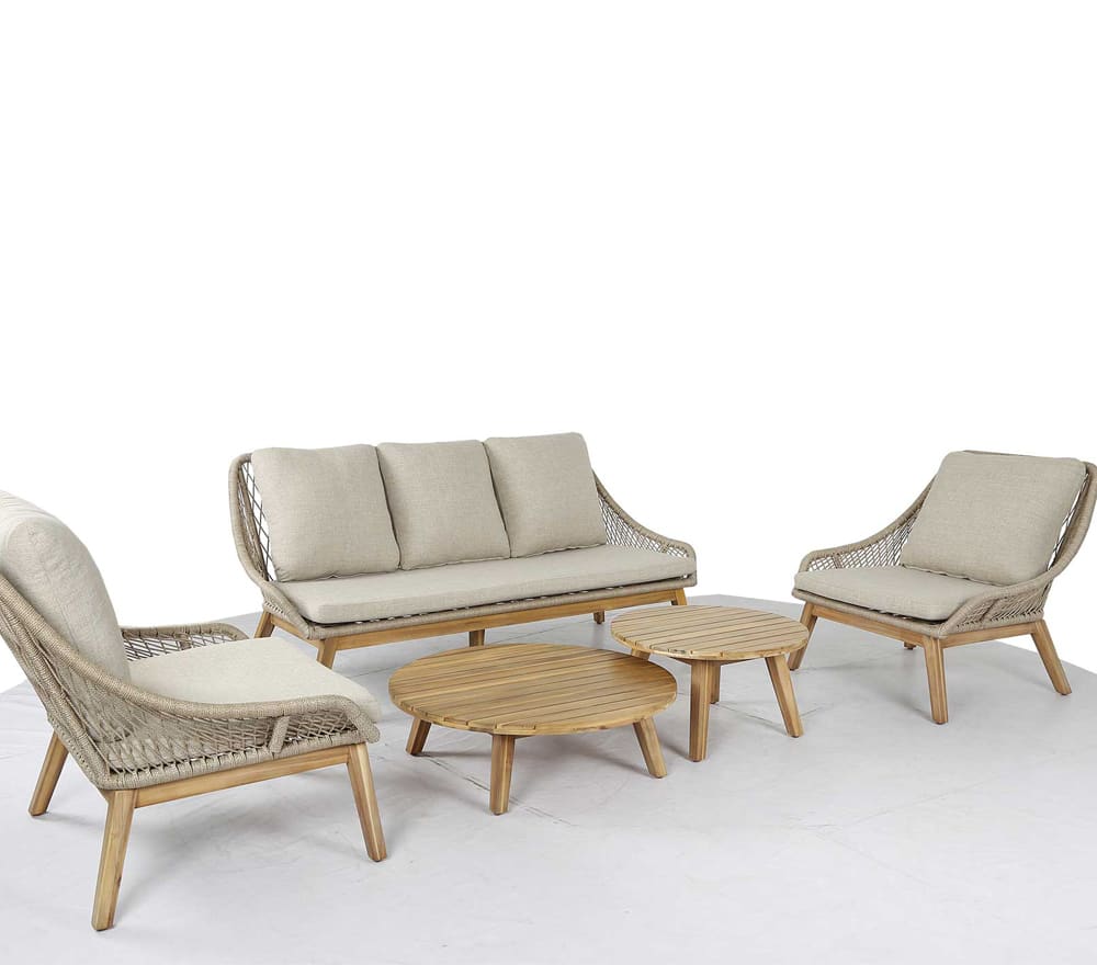 Salon de jardin 5 places en acacia bois