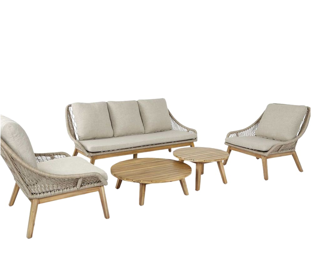 Salon de jardin 5 places en acacia  lin
