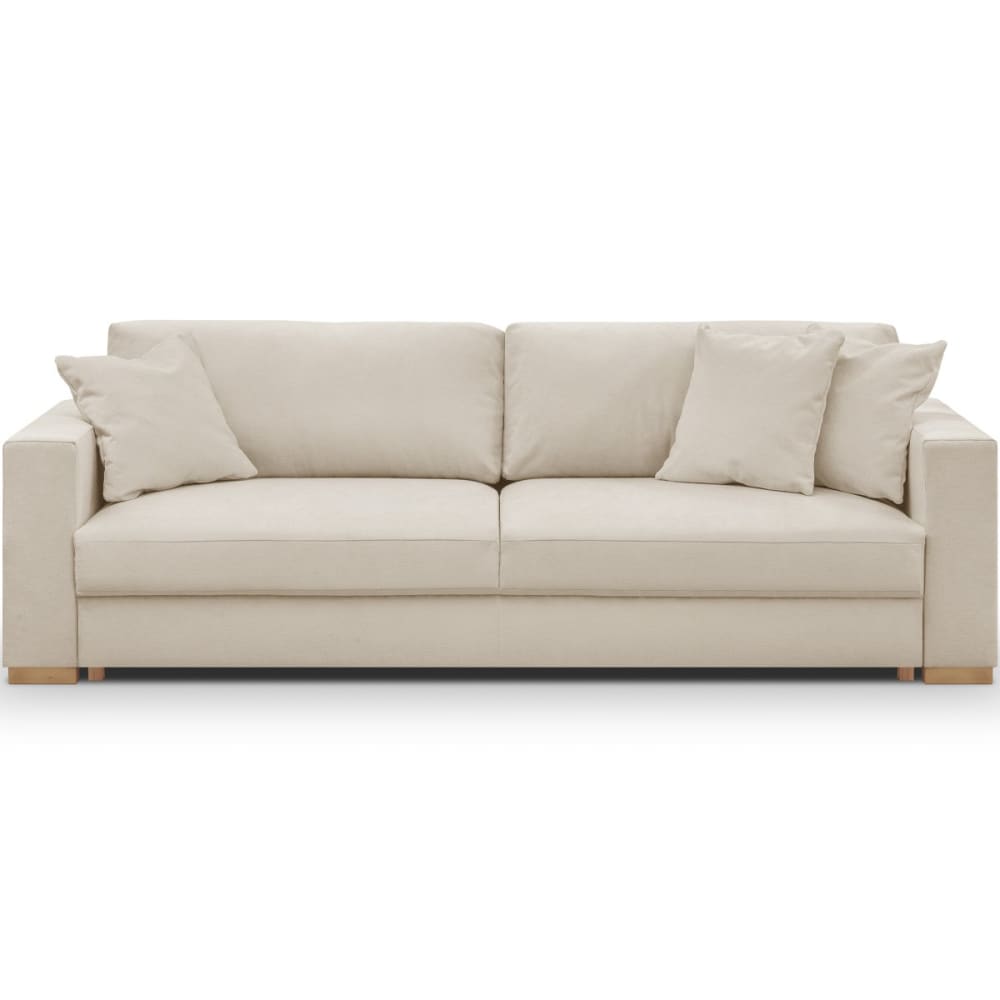 Canapé convertible 3 places en tissu chenille beige