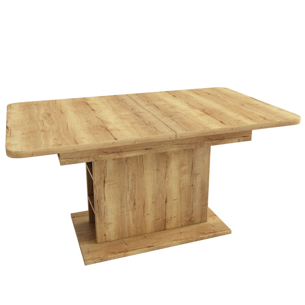 Table à manger extensible effet bois avec rangement