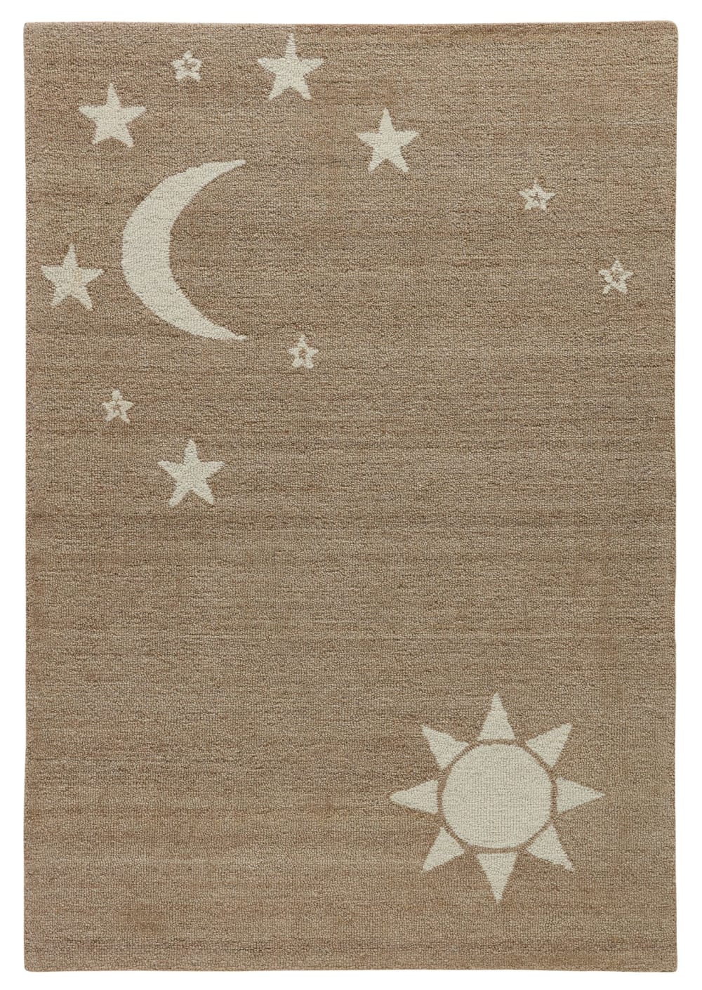 Natur Pur Kinderzimmerteppich handgetuftet - Himmel sand 120x180 cm style modern GELB WOLLE Kinder