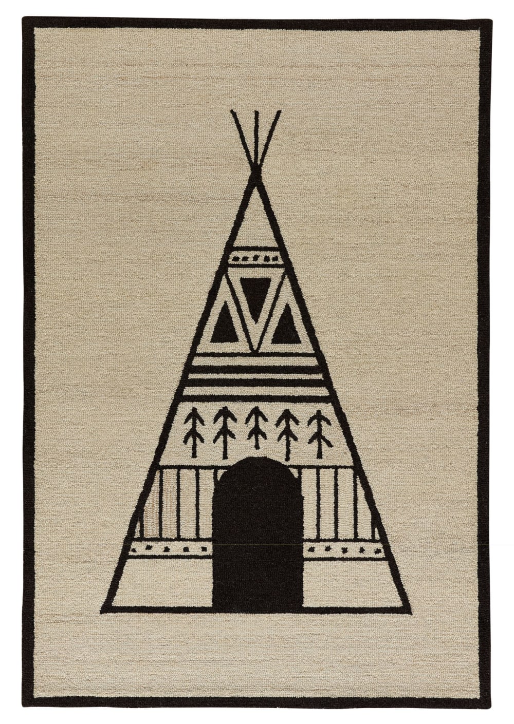 Tapis d'enfant tufté main - Tipi beige multicolore 80x150 cm