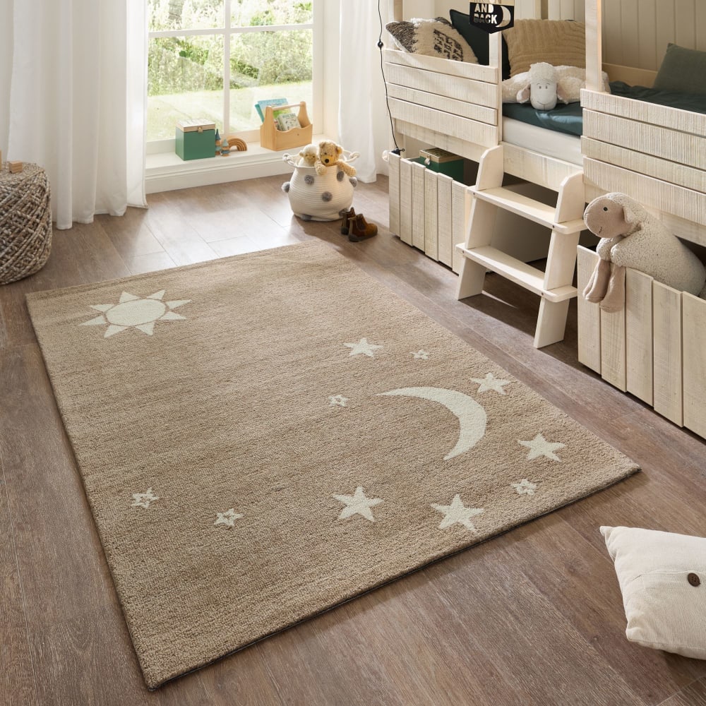 Kinderzimmerteppich handgetuftet - Himmel sand 160x230 cm -