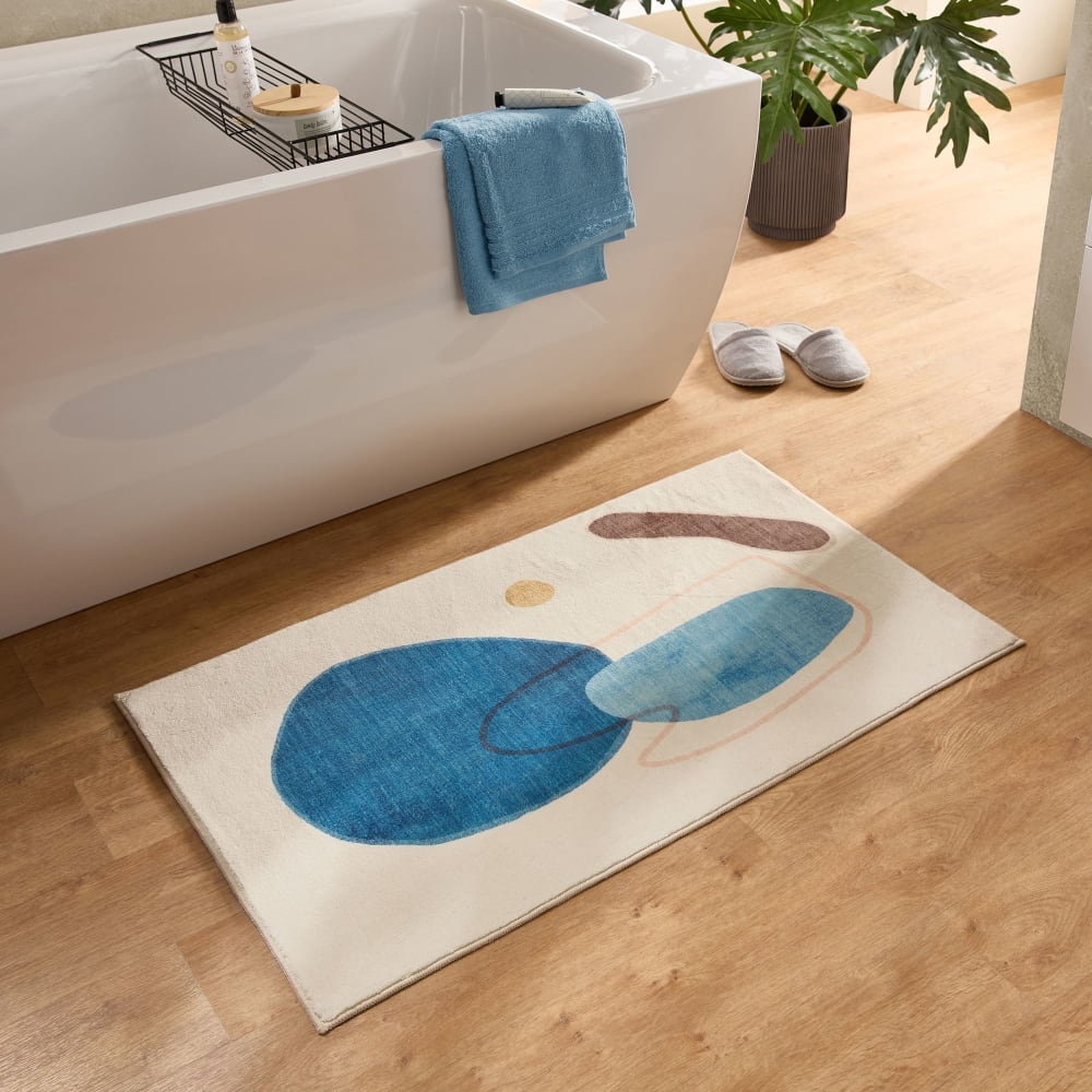 Tapis de bain moelleux - bleu multicolore 60x100 cm — vue 3