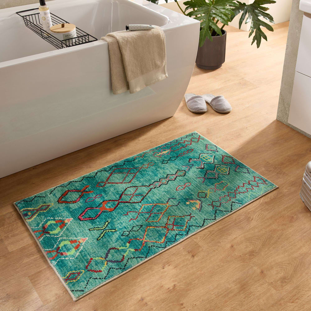 Tapis de bain moelleux - turquoise 60x100 cm — vue 3