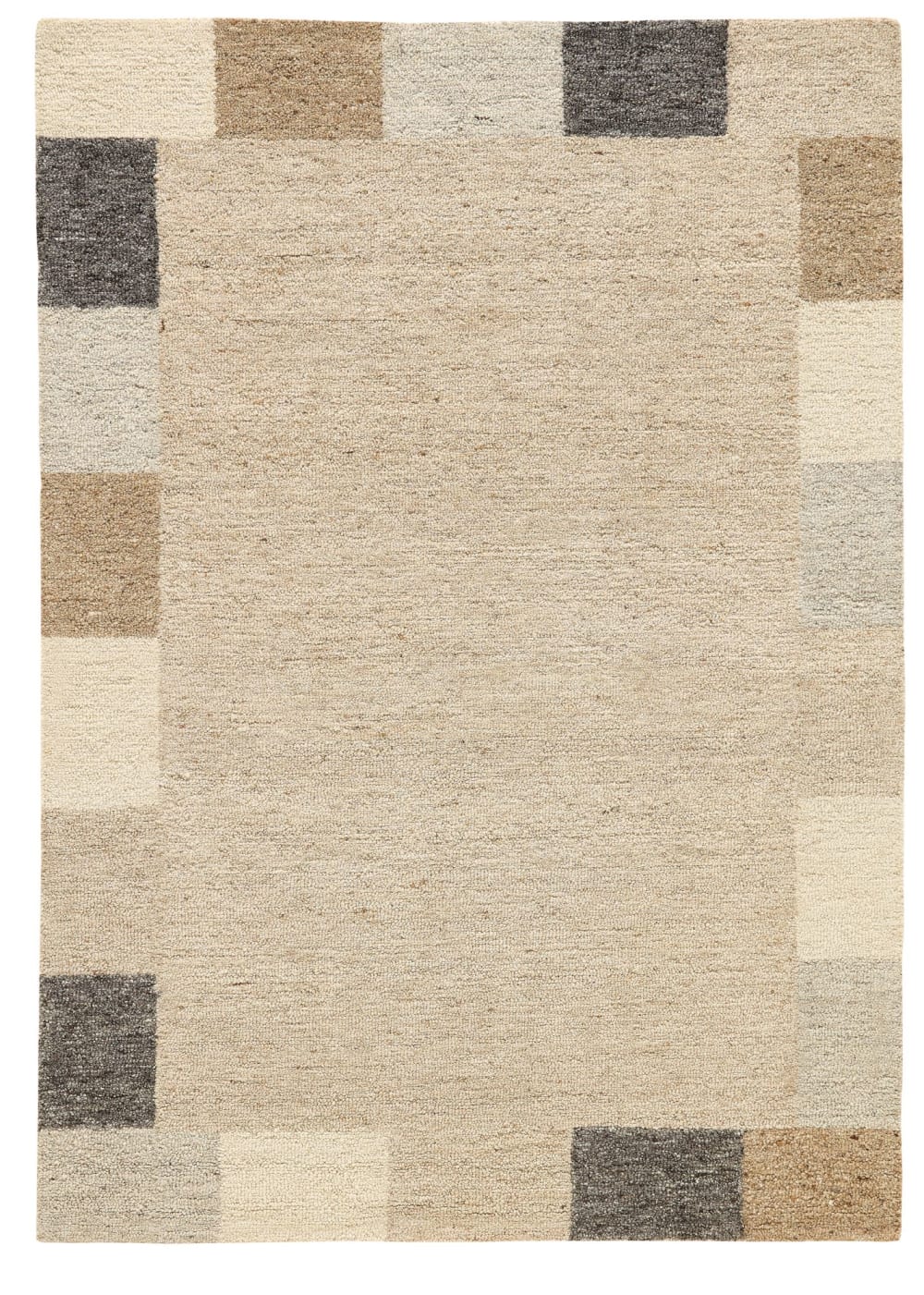 Natur Pur Handgetufteter Wohnzimmerteppich - Sand 70x140 cm style landhaus Gelb Wolle