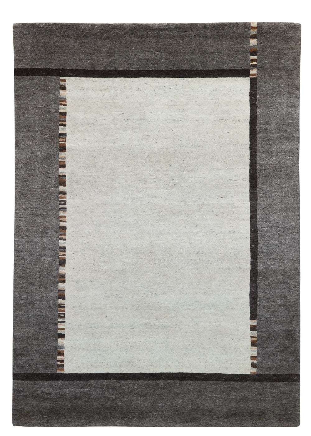 Tapis de salon noué à la main - gris 70x140 cm