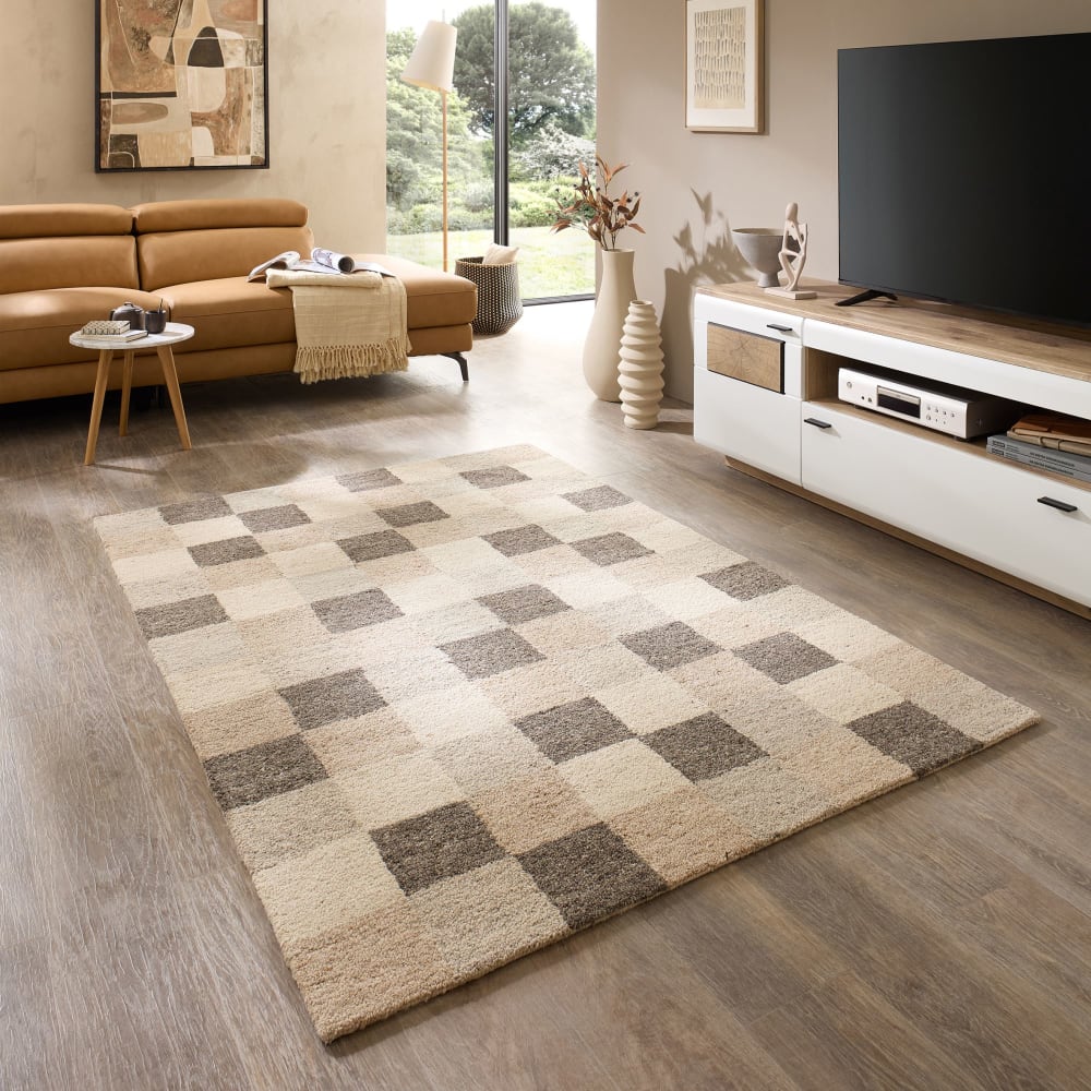 Handgetufteter Wohnzimmerteppich - Beige Multicolor 120x180 cm -