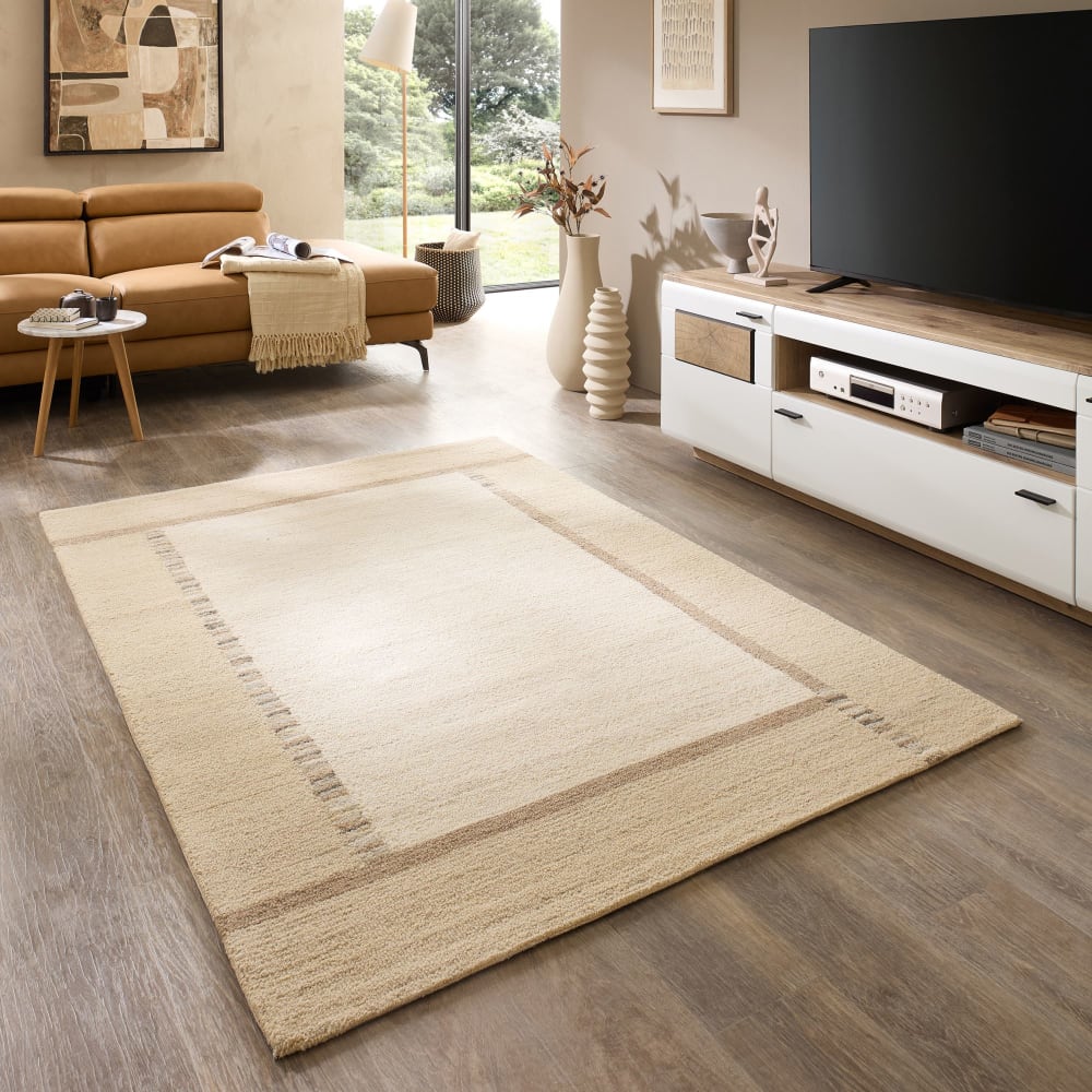 Handgetufteter Wohnzimmerteppich - Weiß 250x350 cm - Maisons Du