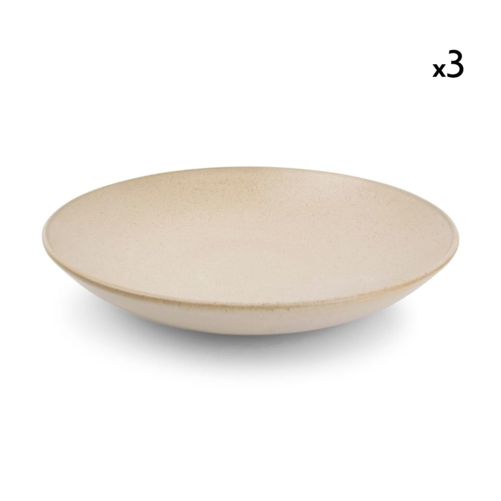 Lot de 3 assiettes creuse beige en porcelaine 26xh4,5cm