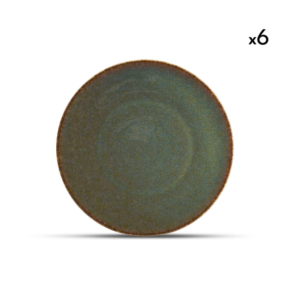 Lot de 6 assiettes vert en porcelaine 21cm
