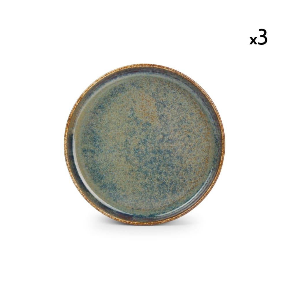 Lot de 3 assiettes bleu en porcelaine 17cm