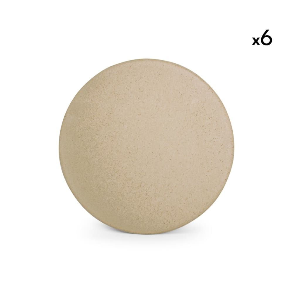 Lot de 6 assiettes beige en porcelaine 21cm