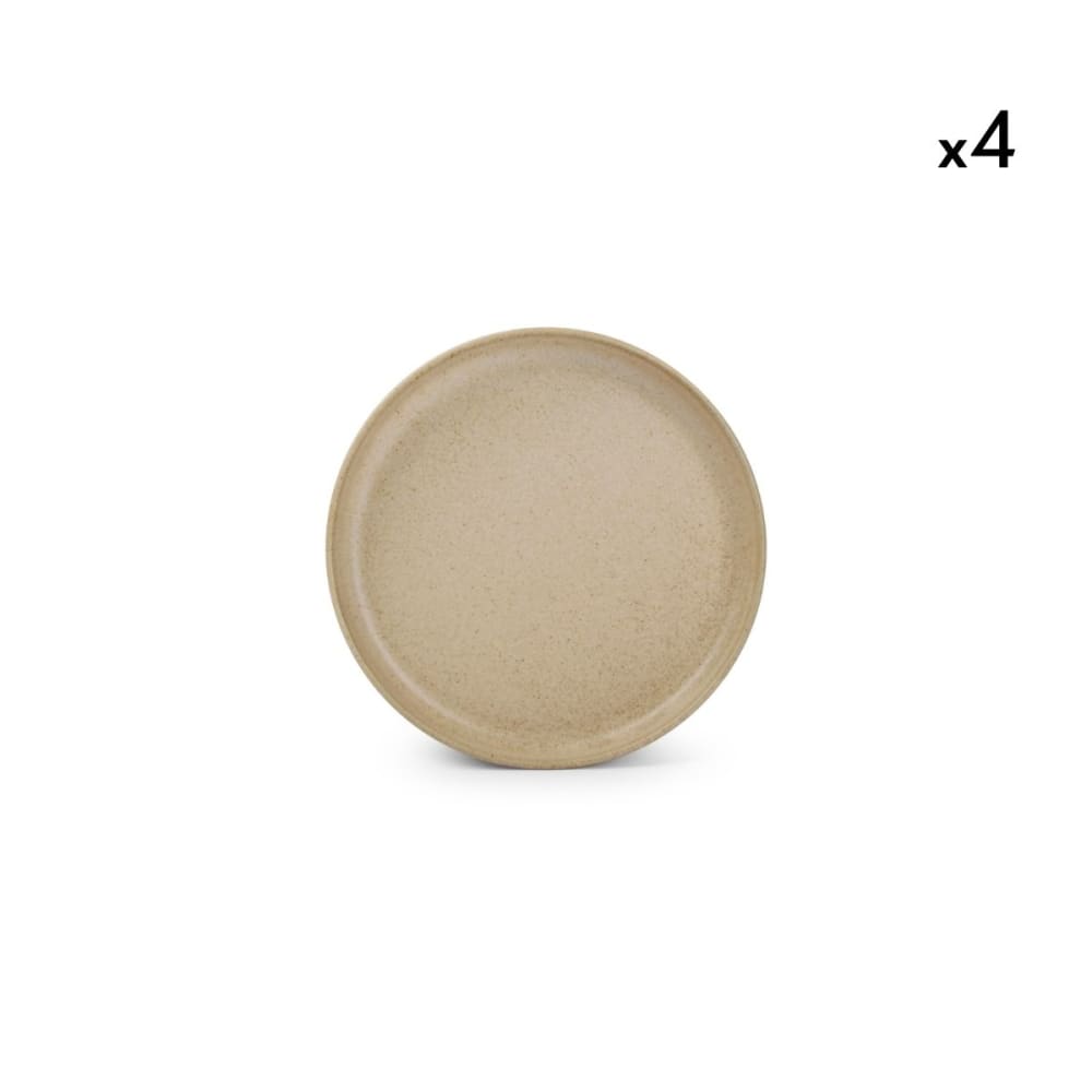 Lot de 4 assiettes beige en porcelaine 13,5cm