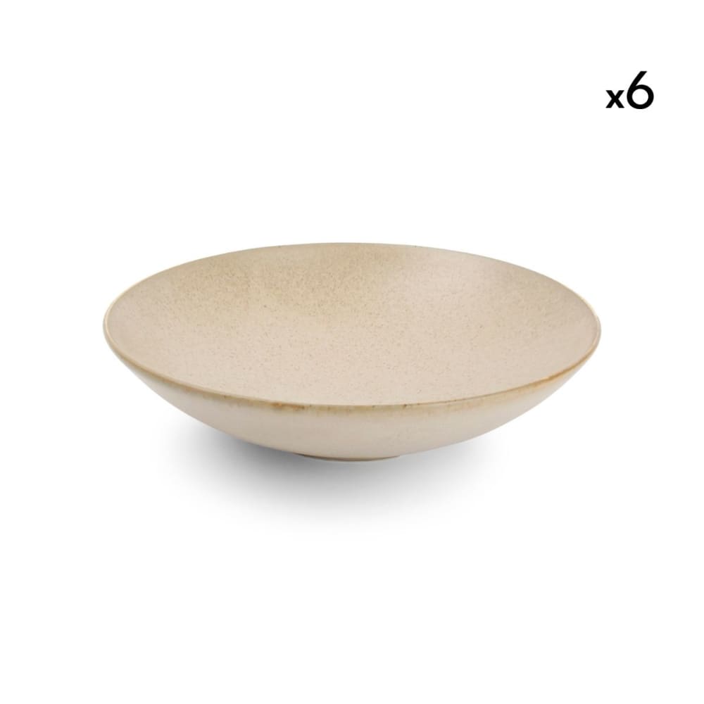 Lot de 6 assiettes creuse beige en porcelaine 21xh5cm
