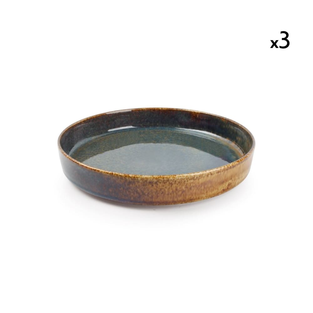 Lot de 3 assiettes creuse bleu en porcelaine 24xh4cm