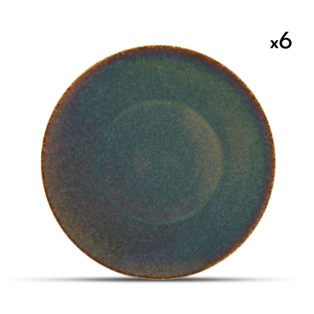 Lot de 6 assiettes vert - porcelaine